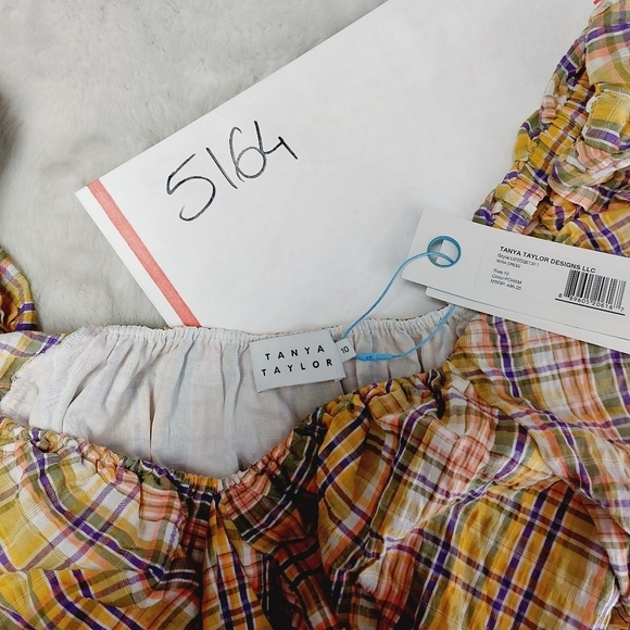 New Tanya Taylor Women's Yellow Xena Plaid Tie-Waist Long Sleeve Dress P5164 - Picture 7 of 10